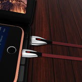 iPhone Lightning Hasır İpli Işıklı USB Şarj Data Kablosu 1-2 Metre